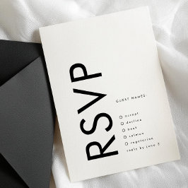 Ultra Modern Bold Big Monogram Simple Wedding RSVP Karte