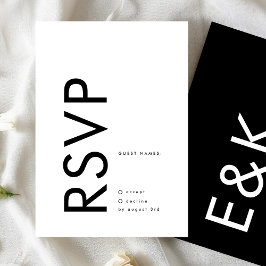 Ultra Modern Bold Big Monogram Simple Wedding RSVP Karte