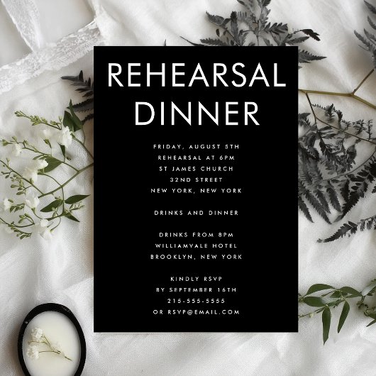 ULTRA MODERN BOLD BLACK WEDING PROBE DINNER EINLADUNG