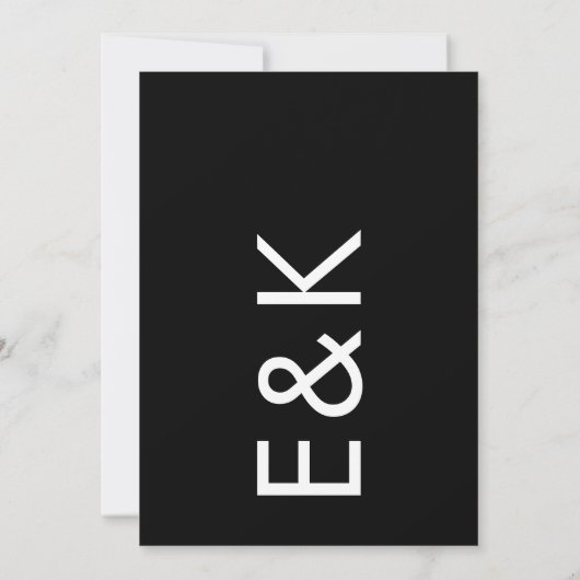 ULTRA MODERN BOLD BLACK WEDING PROBE DINNER EINLADUNG (Rückseite)