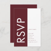 Ultra Modern Bold Burgundy Maroon Monogram Wedding RSVP Karte (Vorne/Hinten)