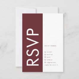 Ultra Modern Bold Burgundy Maroon Monogram Wedding RSVP Karte