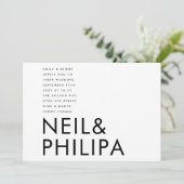 Ultra Modern Bold NAMES Minimalistisch Wedding Einladung (Stehend Vorderseite)