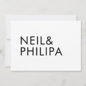 Ultra Modern Bold NAMES Minimalistisch Wedding Einladung (Rückseite)
