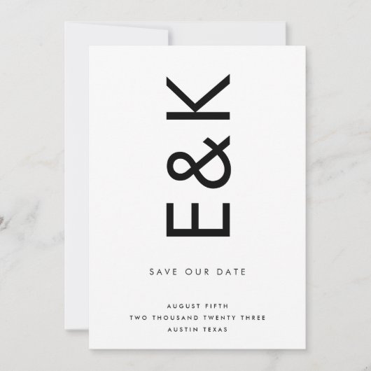 ULTRA MODERN BOLD NAMES MONOGRAM SAVE THE DATE EINLADUNG (Vorderseite)