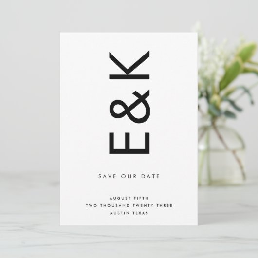 ULTRA MODERN BOLD NAMES MONOGRAM SAVE THE DATE EINLADUNG (Stehend Vorderseite)