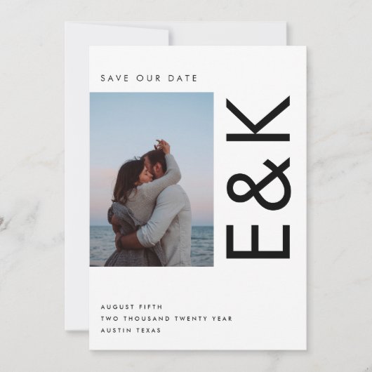 ULTRA MODERN BOLD NAMES MULTI FOTO SAVE THE DATE EINLADUNG (Vorderseite)