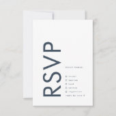 Ultra Modern Bold Navy Blue Monogram Wedding RSVP Karte (Vorderseite)