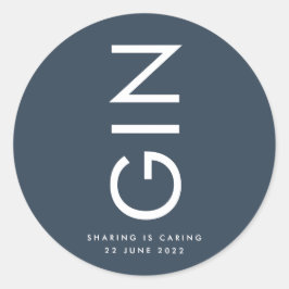 Ultra Modern Bold Navy Monogram Liquor Flasche Runder Aufkleber