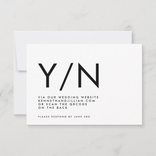 Ultra Modern BOLD QR CODE TRENDY Website Y/N RSVP Karte (Vorderseite)