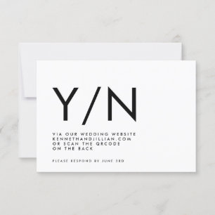 Ultra Modern BOLD QR CODE TRENDY Website Y/N RSVP Karte
