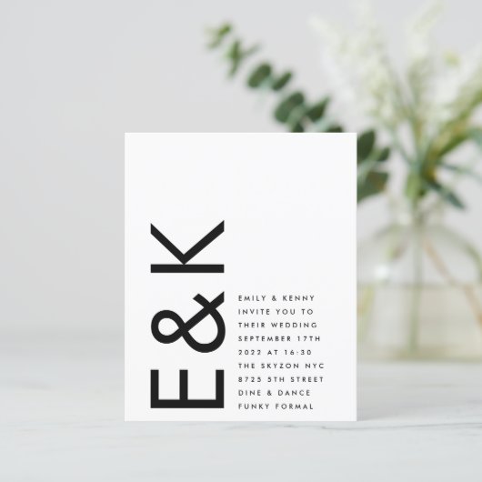 Ultra-Modern Budget kühne Monogramm einfache Hochz (Stehend Vorderseite)