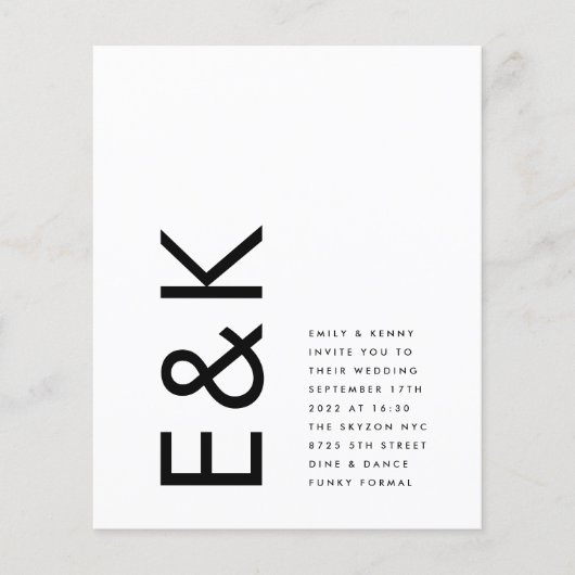 Ultra-Modern Budget kühne Monogramm einfache Hochz Flyer (Vorne)