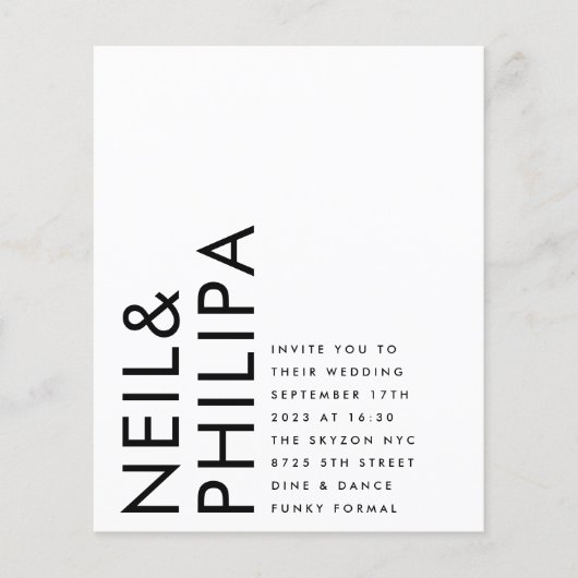 Ultra-Modern Budget kühne NAMES Simple Wedding (Vorderseite)