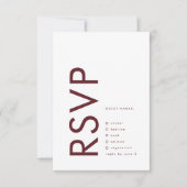 Ultra Modern Burgundy Maroon Monogram Wedding RSVP Karte (Vorderseite)