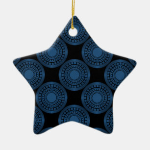 Ultra Modern Circles Star Ornament, blau Keramikornament