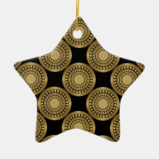 Ultra Modern Circles Star Ornament, Golden Keramik Ornament