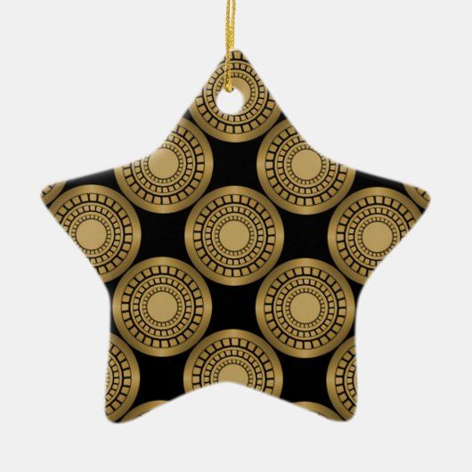 Ultra Modern Circles Star Ornament, Golden Keramik Ornament (Vorne)