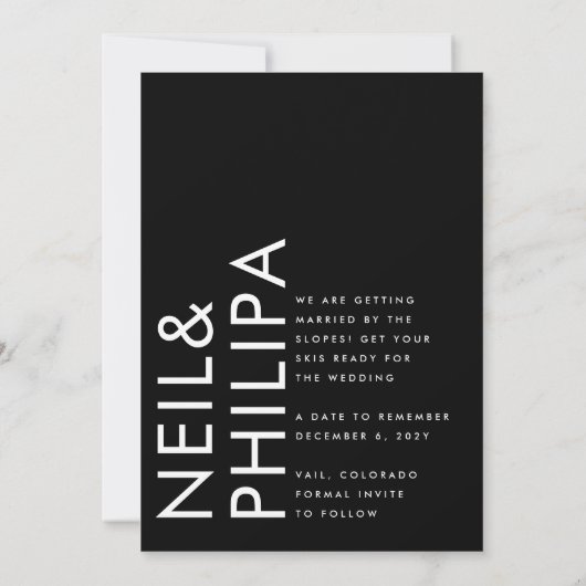 Ultra-Modern-Editierbares Premium-Fett ohne Foto Save The Date (Rückseite)