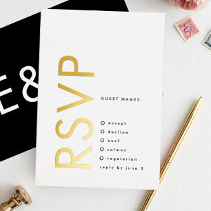 Ultra Modern Fette Große Monogramm Gold ZWEI RSVP Folieneinladung