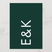 Ultra Modern Forest Bold Monogram Emerald Green Einladung (Rückseite)