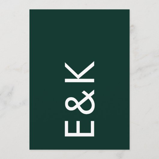 Ultra Modern Forest Bold Monogram Emerald Green Einladung (Rückseite)