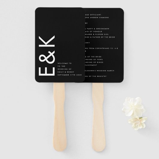 Ultra Modern formatiert Groß Monogram einfach Fächer (Vorne und Hinten)