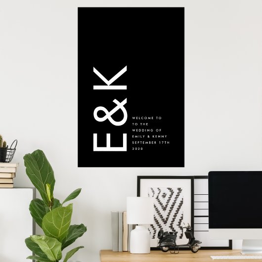 Ultra Modern formatiert Groß Monogram einfach Poster (Heimbüro)