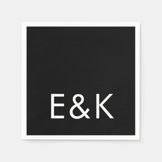 Ultra Modern formatiert Groß Monogram einfach Schw Serviette (Vorderseite)