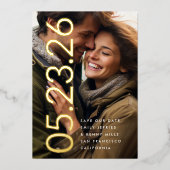 Ultra-Modern Gold Foto Fett DATE Rettete unser Dat Folieneinladung (Vorderseite)