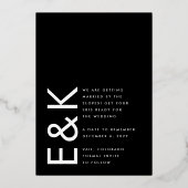 Ultra-Modern Gold Foto Fett DATE Rettete unser Dat Folieneinladung (Rückseite)