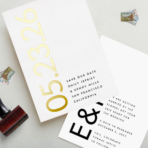 Ultra Modern Gold Kein Foto Fett Datum Save the Da Folieneinladung