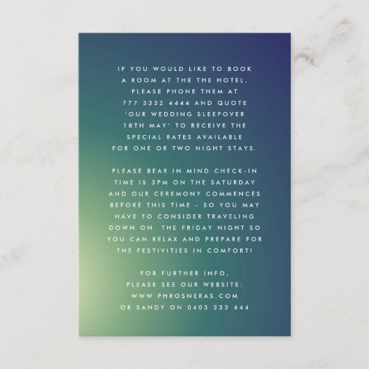 Ultra-Modern Gradient Green Blue Ombre Wedding Begleitkarte (Vorderseite)
