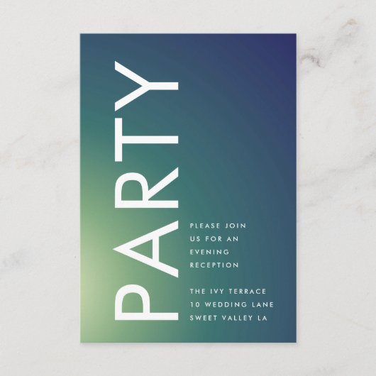 Ultra-Modern Gradient Green Blue Ombre Wedding Begleitkarte (Vorderseite)