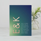 Ultra-Modern Gradient Green Blue Ombre Wedding Folieneinladung (Stehend vorne)