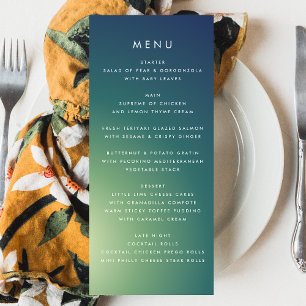 Ultra-Modern Gradient Green Blue Ombre Wedding Menükarte