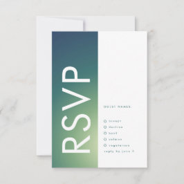 Ultra-Modern Gradient Green Blue Ombre Wedding RSVP Karte