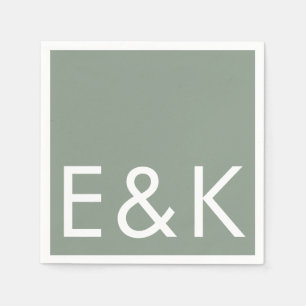 Ultra Modern Groß Monogram Einfache Bildgrün Serviette