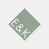 Ultra Modern Groß Monogram Einfache Bildgrün Serviette (Ecke)