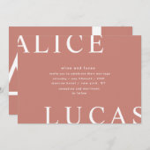 Ultra Modern Layout Monogram Coral Wedding Einladung (Vorne/Hinten)