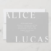 Ultra Modern Layout Monogramme Grau Hochzeit Einladung (Vorderseite)
