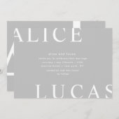 Ultra Modern Layout Monogramme Grau Hochzeit Einladung (Vorne/Hinten)
