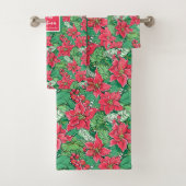 Ultra modern magenta and green Christmas preppy Badhandtuch Set (Insitu)