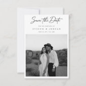 Ultra Modern Minimal Classic Script Photo Wedding  Save The Date (Vorderseite)