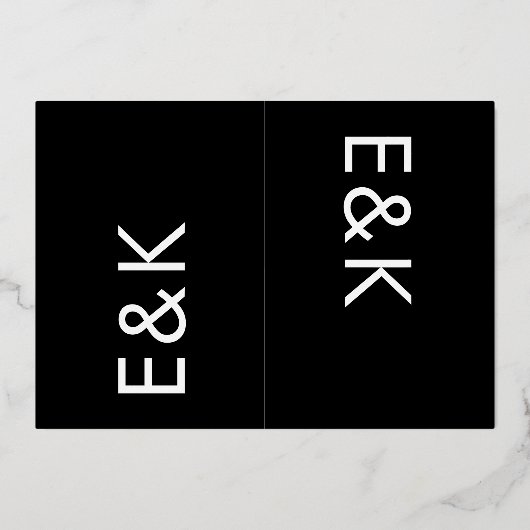 Ultra Modern Monogram TWO Danke GOLD Folieneinladung (Rückseite)