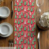 Ultra modern pink red preppy Christmas runner Mittelgroßer Tischläufer