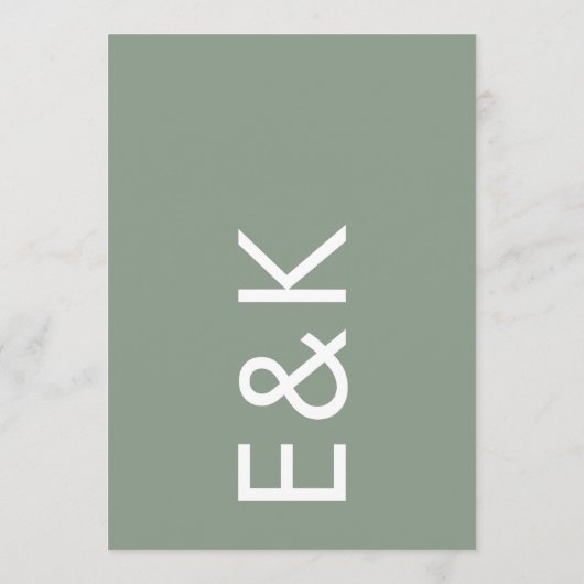 Ultra-Modern Sage Green Monogram Simple Wedding Einladung (Rückseite)