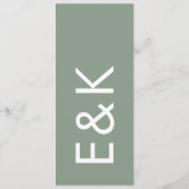 Ultra Modern Sage Green White Monogram Menükarte (Rückseite)