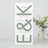 Ultra Modern Sage Green White Monogram Menükarte (Stehend Vorderseite)