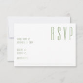 Ultra-Modern Sage Green White Simple Wedding RSVP Karte (Vorderseite)